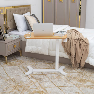 Austin Manual Standing End Table – White & Oak