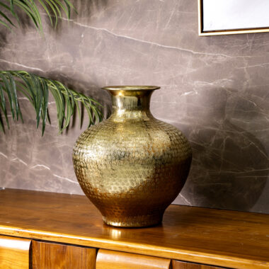 Aurum hammered metal vase gold 29x29x33 cm