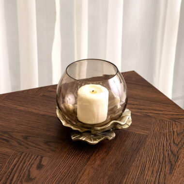 Aurum leaf votive holder brown 17x16x15 cm