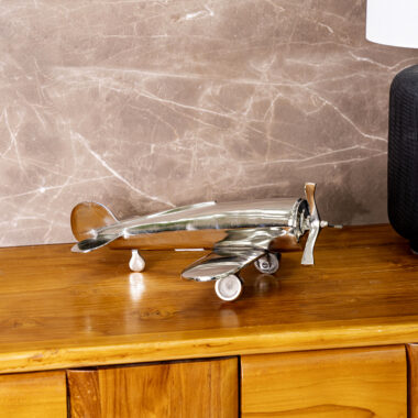 Aurum metal airplane accent silver 35x25x10 cm