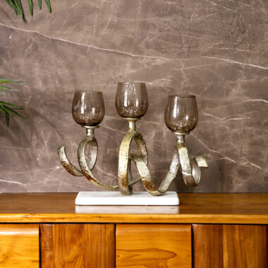 Aurum Metal Swirl Candle Holder 43X16X35 Cm