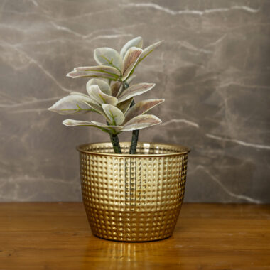 Denis metal texture planter gold 16 x 16 x 12 cm