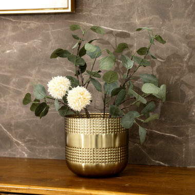 Denis metal texture Planter gold 19 x 19 x 18 cm