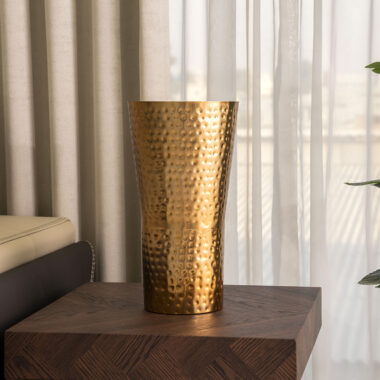 Keeth Metal Hammered Vase Gold 18x18x40 Cm