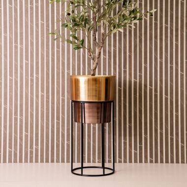 Keeth Metal planter with stand gold 30X30X64 cm