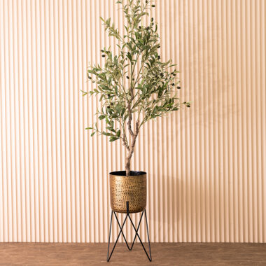 Keeth Metal planter with stand gold 25X25X56 cm