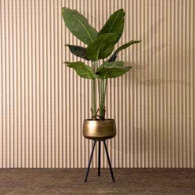 Keeth Metal Planter With Tripod Stand Gold 25.5X25.5X50 Cm