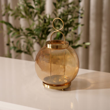 Adro lusture glass metal candle holder Amber 20X20X25 cm