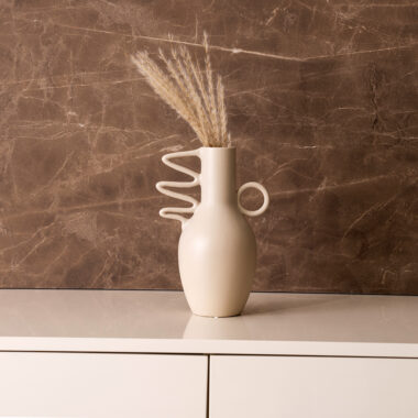 Blenka ceramic beige vase 17.5 x 12 x 25cm