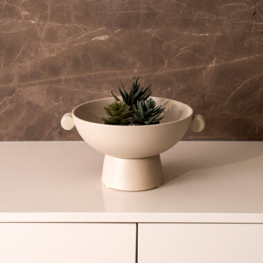 Blenka ceramic beige deco bowl 28.5 x 23.5 x 15cm