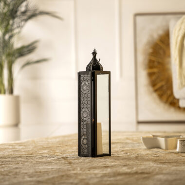 Chloe Metal black cutwork lantern 8X8X39 CM