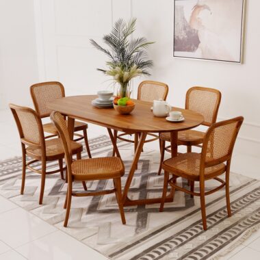 Meja Makan Oval Dining Set 6-Seater