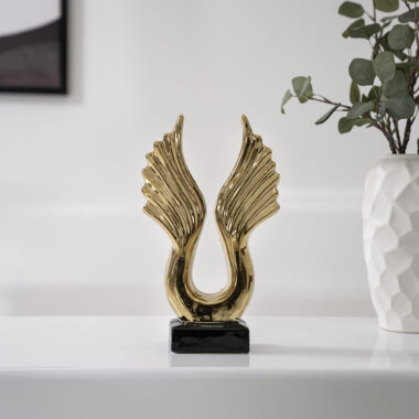 Delyn Ceramic Gold Abstract Wings Accent 21.5x9x35cm