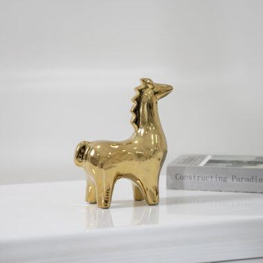 Delyn Ceramic Gold Horse Accent 16.5×7.5×20.5cm