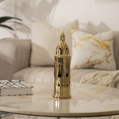 Delyn Ceramic Gold Lantern Accent 9.5×9.5×34.2cm
