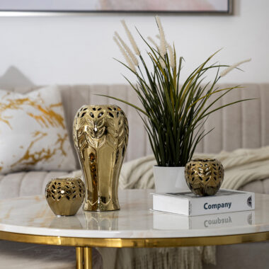 Delyn Ceramic Gold Set of 3 Gift Set Vase