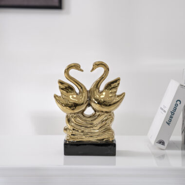 Delyn Ceramic Gold Swam Accent 25x9x30cm