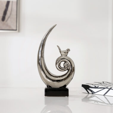 Delyn Ceramic Silver Bird Accent 18x6x35 Cm