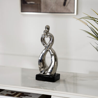 Delyn Ceramic Silver Couple Accent 13x9x35 CM
