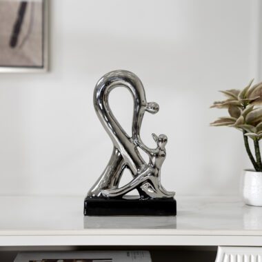 Delyn Ceramic Silver Mother Son Accent 18x8x30 Cm
