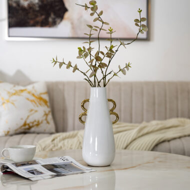 Delyn Ceramic White Gold Vase 15.5x12x29.5