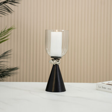 Eclat metal glass black candle holder 10.5 x 10.5 x 30.5 cm