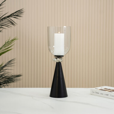 Eclat metal glass black candle holder 15.5 x 15.5 x 38 cm