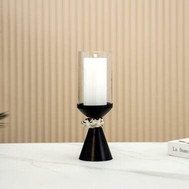 Eclat metal glass black hurricane 16.5 x 16.5 x 48 cm