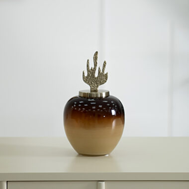 Ernid Metal Glass Amber Vase 15X15X24.5Cm