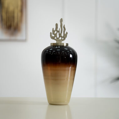 Ernid metal glass amber vase 15X15x37cm