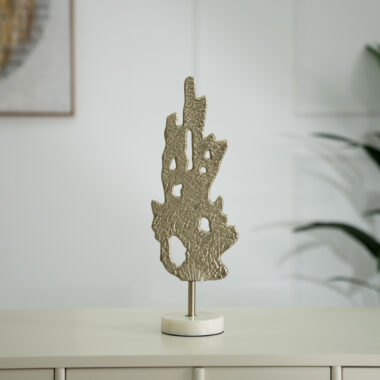 Ernid Metal Marble Accent With Marble Base 15X15X45.5 Cm