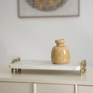 Ernid Metal Marble Deco Tray 42X23X7.5 Cm