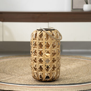 Lorenz Wooden Lantern With Glass Votive 13x22x38cm