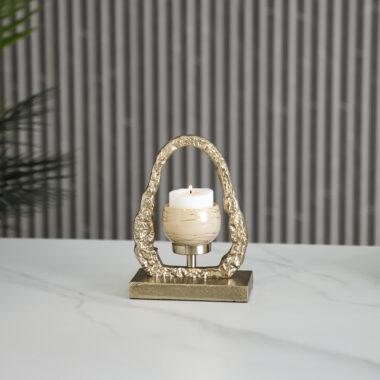 Ozark metal glass blush candle holder 18×10.5×30 cm
