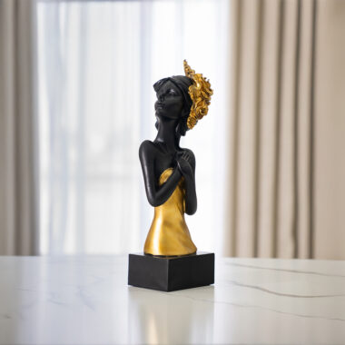 Rayn Polyresin Black and Gold Lady Accent 45CM