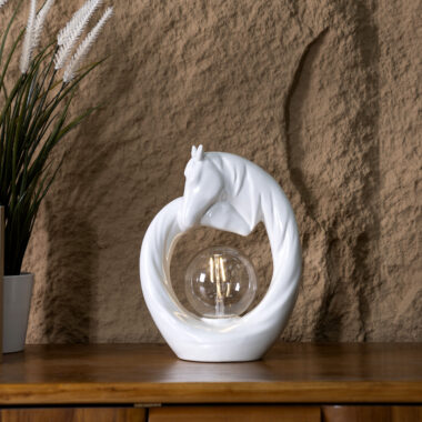 Verdant Ceramic Horse Heads With Bubble Lamp 20.3×9.4×27.5Cm