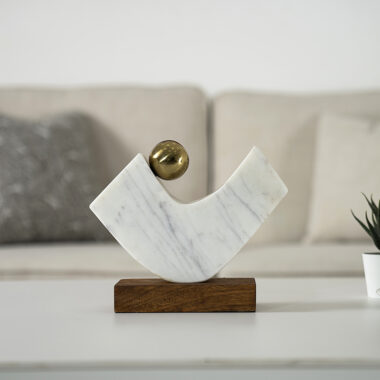 Casa Marble Accent With Wooden Base