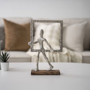 Casa Metal Wood Accent Nickle 34CM