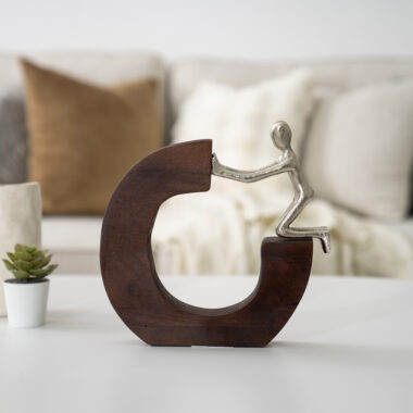 Casa Metal Wood Accent Nickle 25CM
