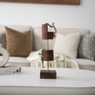 Casa Metal Wood Climbing Men Accent Nickle 38CM