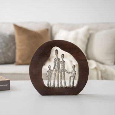 Casa Metal Wood Family Accent Nickle 27CM