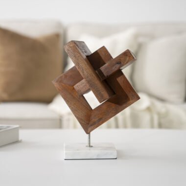 Casa Wooden Accent With Marble Base Gold 28CM