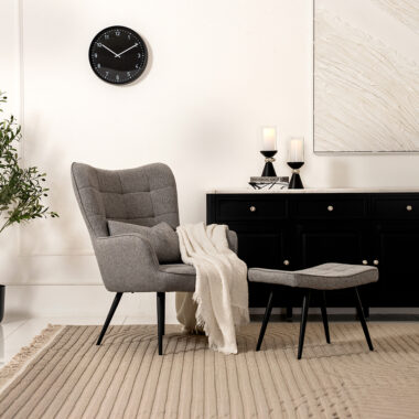 Jazan Accent Chair With Foot Stool Grey