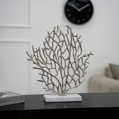  Orline Nickle Coral Metal Accent With Marble Base – 38X10X38 Cm
