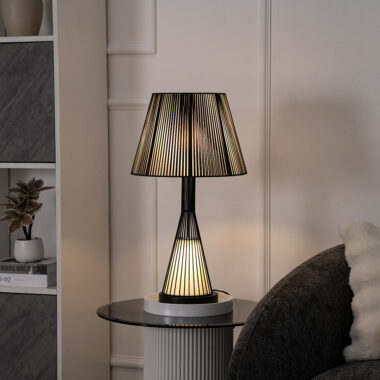 Phoebe Metal Wring Base Table Lamp Black-62CM
