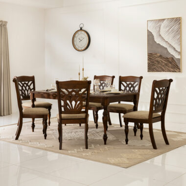 Reggie Dining Set 6-Seater -Brown