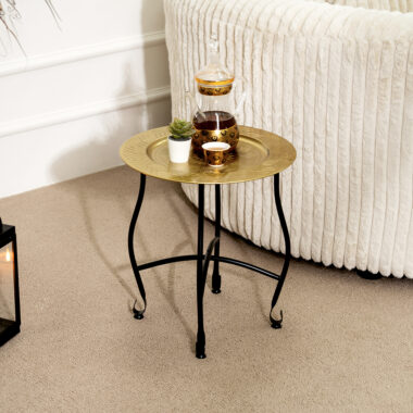 Siv Metal Moroccon End Table – Gold