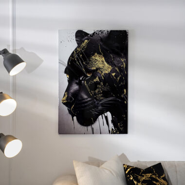 Verdant Leopard Face Canvas Wall Art