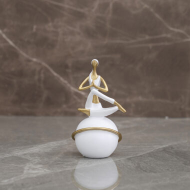 Auric Polyresin White And Gold Yoga Accent