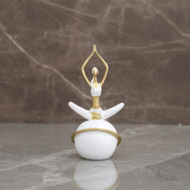 Auric Polyresin White and Gold Yoga Accent 18.5 Cm